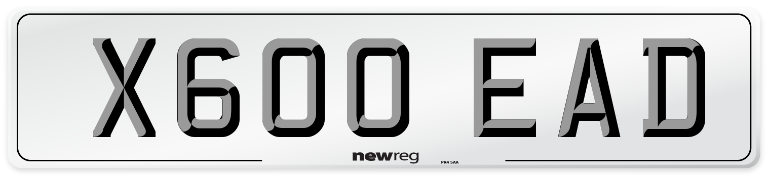X600 EAD Number Plate from New Reg